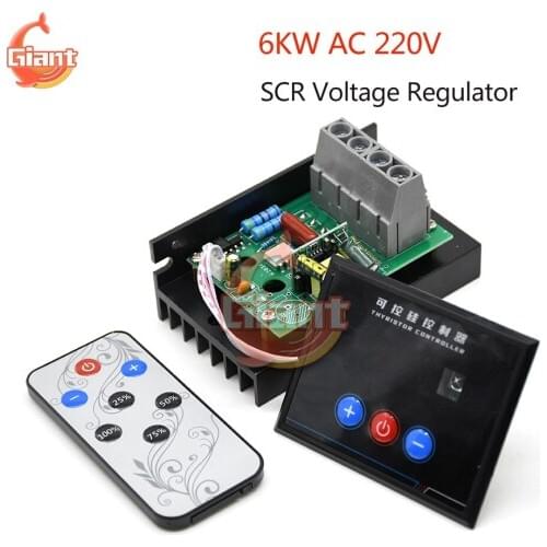 AC 220V 6KW 6000W Digital Display SCR Voltage Regulator Touch/ Button Isolated AC-AC Buck Power Suppl Adjustable Remote Control