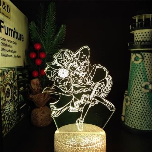 Acrylic 3D Led Night Light Anime Project Kirisame Marisa Remote Control Night Lamp Bedroom Table Lamp Manga Gadget Birthday Gift