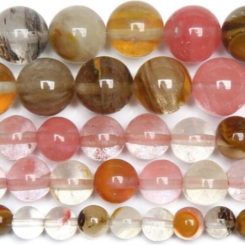 Watermelon Color Crystal Beads Smooth Round Loose Spacer Bead for Jewelry DIY Making Bracelet Earrings Accessories