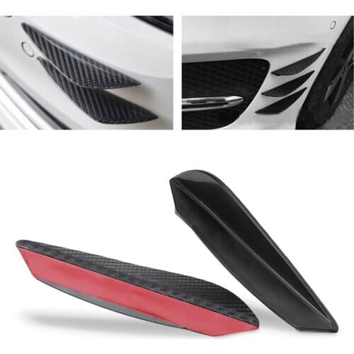 4pcs Driving Air Drag/pressure Reduce Abs Carbon Fiber Rear Universal Car Front Bumper Lip Spoiler Fins Canards