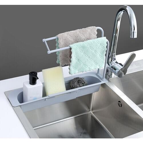 Household Faucet Clip Rack Kitchen Sink Rag Bath Holder Soap Storage Box Kitchen Punch-free Sink Drain Rack Sponge Drain Rack