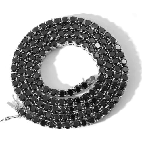 Bling Black Necklace For Men Women 18inch-24inch 4mm Tennis Chain Cubic Zirconia Hip Hop Jewelry Gifts