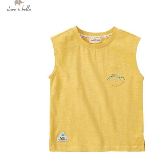 DKY17299-1 dave bella summer 5Y-13Y kids boys fashion cartoon letter patchwork T-shirt children boy high quality fashion tees