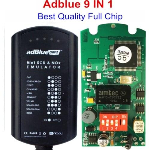 Full Chip AdBlue Emulator 9 IN 1 System Box For MEN/MB/SCANIA/IVECO/DAF/RENAULT/CUMMINS Ad Blue 9in1 SCR&NOX A+Version