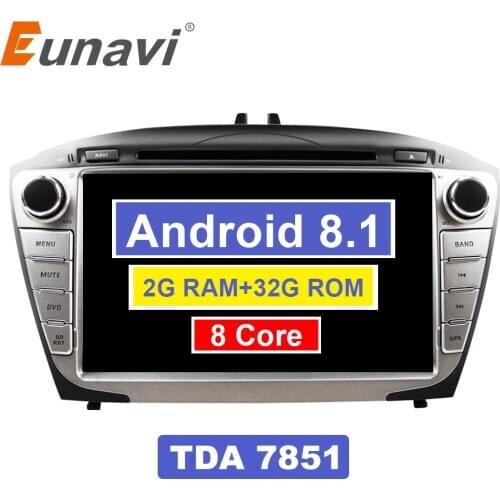 Eunavi 8'' 2 Din Android 8.1 Car DVD Player For Hyunda Ix35 Tucson 2011 2012 Radio Car pc RDS Video GPS Navigation 1024*600 HD