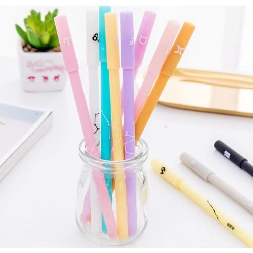 Signature Pen Gel Needle Office Supplies Cute 0.5mm Black 12 Pcs to Students Ink Type Feature Erasable Or Not Writing Point