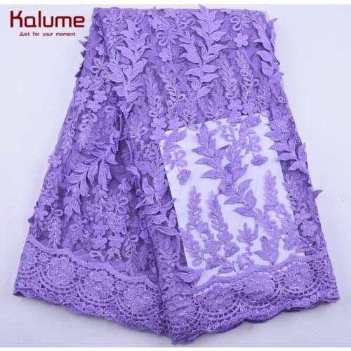 Kalume Soft 3D Flower African Lace Fabric High Quality French Milk Silk Lace Fabric With Sequins For Nigerian Wedding Party 2155