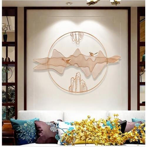 Chinese Wrought Iron Wall Hanging Light Luxury Wall Decoration Pendant Livingroom Dining Room Porch Wall Ornaments Accessories