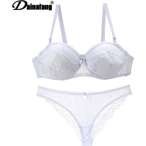 New Sexy Lace Bras Sets Intimate Push up Lcate Sexy Womens Underwear 70AB 75AB 80AB 85AB 90AB 3/4 Cup Girls Lingerie