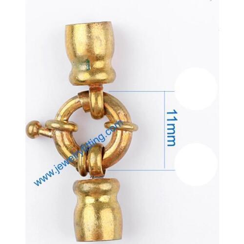 Copper Spring Ring Clasp with 2 end cup China jewelry findings supplier shipping free mang color can be plated 300pcs