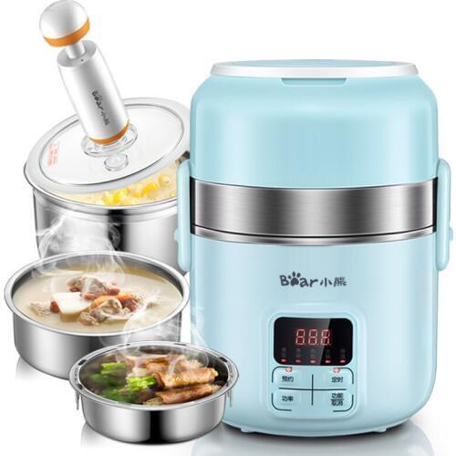 220V Multifunctional 3 Layers 2L Electric Rice Cooker Portable Intelligent Electric Heating Lunch Box For Travel School