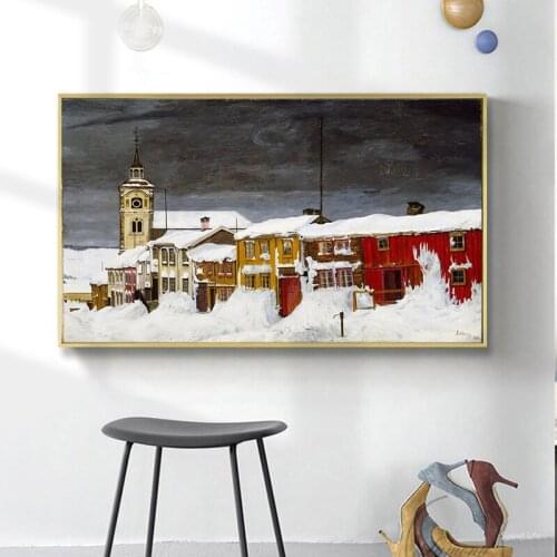 Modular Mountain Sailboat House Fashion Decorative Canvas Printing Painting Nordic Minimalist Home Decor Living Room Wall Art