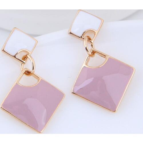 New Double square stud earrings gold color alloy enamel jewelry women earrring Boucle d'oreille orecchini