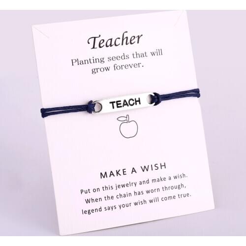 Teach Teacher Charm Adjustable Bracelets Apple Charm Women Men Unisex Jewelry Gift Drop Shipping