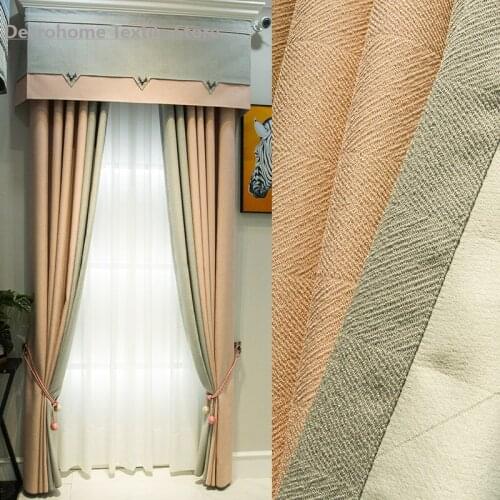 Simple Nordic Morandi Cotton and Linen Thick Shade Solid Color Curtains for Living Room French Window Bedroom Sheer Curtains