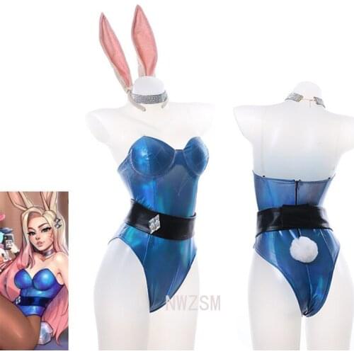 Advance sale game LOL League of Legends cosplay clothing KDA the Nine-Tailed Fox rabbit-girl cosplay costume send barrettes