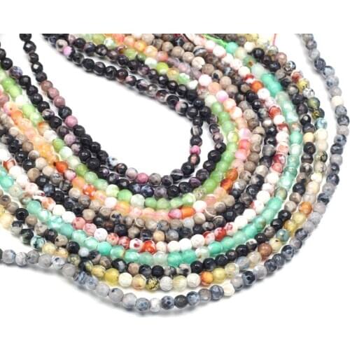 Section Round Agates Beads Natural Stone Loose Beads for Making DIY Jewelry Necklace Bracelet Accessories Size 4mm