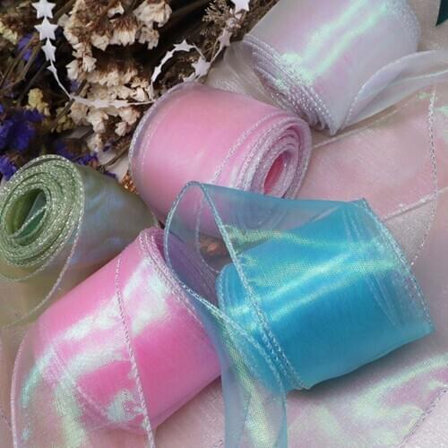 25 Yards Straight Makaron Color Tulle Ribbon Roll For Hair Accessories Gift Packing Crafts Flower Bouquets Deco 50mm Width