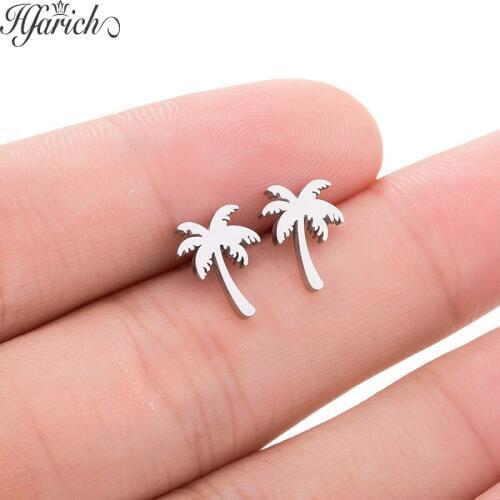 Hfarich Women Tasteful Grace Coconut Tree Earring Geometric Metal Keepsake Charm Sweet Earrings Summer Holiday Earring jewelry