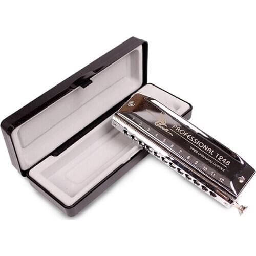 SW1248-5 12 Hole 48 Tone Thick Blow Mouth Practice Playing Chromatic Harmonica