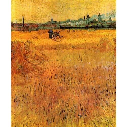 High quality Vincent Van Gogh modern art Arles View from the Wheat Fields Oil paintings reproduction hand painted