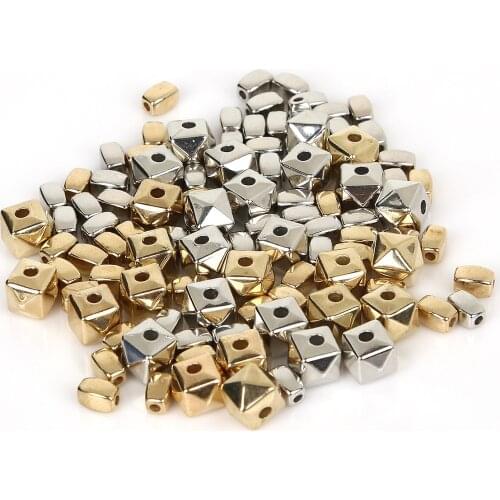 100-500Pcs KC Gold Rhodium Color Plastic Wheel Loose Spacer Square Beads For DIY Handmade Earring Jewelry Findings