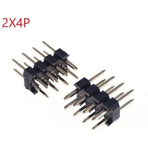 1000pcs 2x4 P 8 Pin 2.0 mm Pin Header male Dual row Straight PCB 180 Through Hole Insulator height 2.00mm Rohs Lead Free
