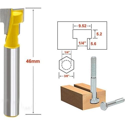 3/8'' T-Slot Cutter 1/4'' Shank Steel Handle Milling Woodworking Router Bit