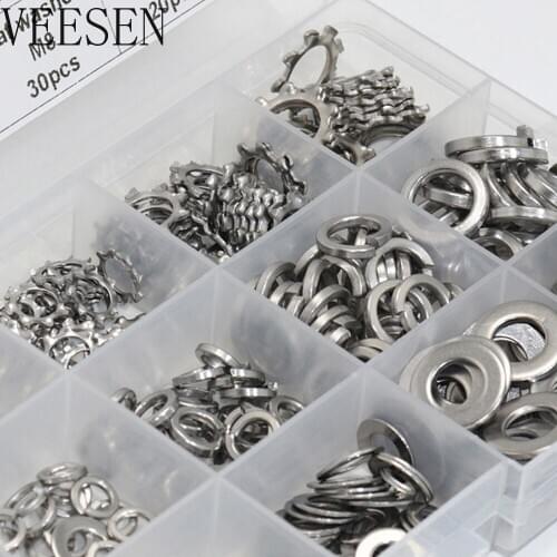 460pcs Stainless Steel Flat Washer + Carbon Steel Split Washer + Stainless teeth lock Washer Aossortment Kits