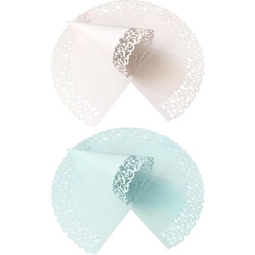 50pcs Laser Cut Vine Lace Laying Petal Candy Wedding Party Favors Confetti Cones Paper Cone Decoration Supplies Gifts