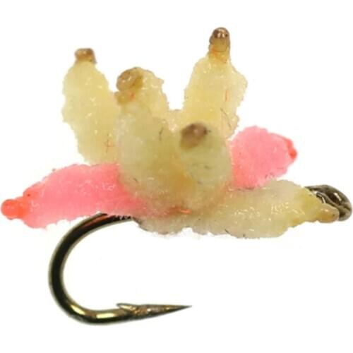 6PCS Size18 Artificial Maggots Fly Breadworm Cluster Bait Mix Color Trout Salmon Carp Crappie Bluegill Fishing Bait