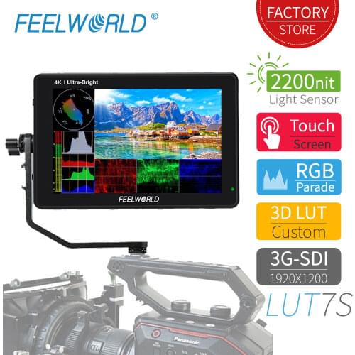 FEELWORLD LUT7S 7 Inch 2200nits Touch Screen Field Monitor 3D LUT Full HD 1920x1200 IPS 3G SDI 4K HDMI Input Output DSLR Monitor