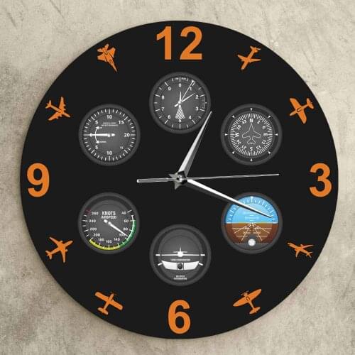 Flight Instrument With Military Aircrafts Silent Wall Clock Aviation Aviator Wall Clock Modern Design Pilot Home Decor Gift