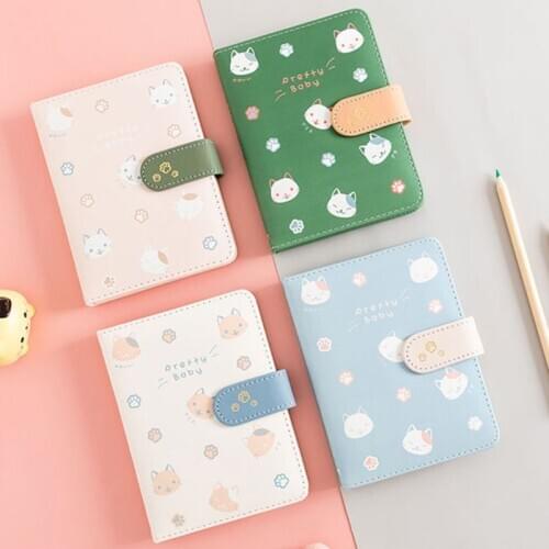 Cute Cat Student Notebook Journal Schedule Planner Agenda Portable Diary notebookPU Leather Cover Memo Notepad C26