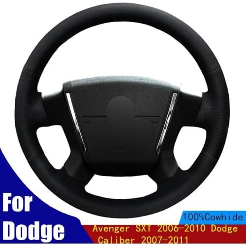 DIY Car Steering Wheel Cover Black Soft Genuine Leather For Dodge Avenger SXT 2006-2010 Dodge Caliber 2007-2011