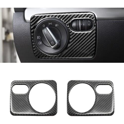 For VW Golf 6 MK6 2010 2011 2012 2013 Car Carbon Fiber Interior Headlight Switch Button Frame Cover Trim