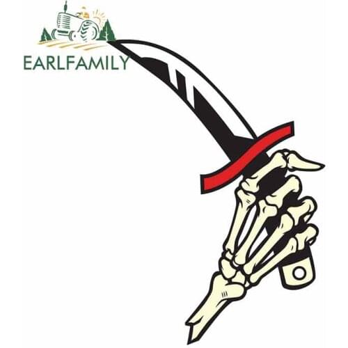 EARLFAMILY 13cm x 9.3cm for Hand Bone Hold A Dagger Car Truck Decal Bumper Window Vinyl Material Anime Waterproof Car Stickers