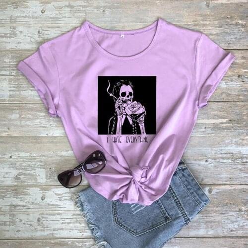 I HATE EVERYTHING skull t-shirt funny unisex quote women graphic casual grunge 100% Cotton hipster tumblr Fashion tee top tshirt