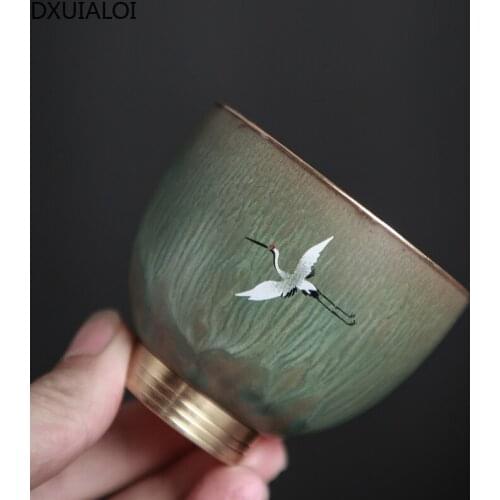 Chinese retro Coarse pottery teacup ceramic handicraft Kung Fu teacup home living room tea table teacup teahouse tea set