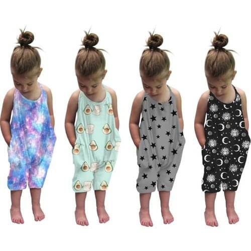 Citgeett Summer Kids Girls Avocado Print Sleeveless Strap Romper Jumpsuit Playsuits Overalls Clothes 2-7Years