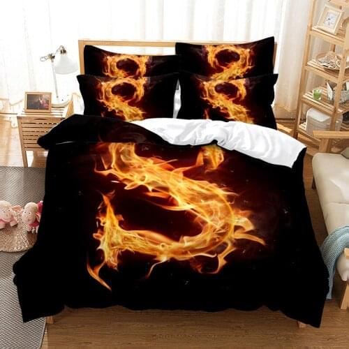 Hot 3D Print Comforter Bedding Set Fire Flame Pictures Queen Twin Single Full Size Duvet Cover Set Pillowcase Home Luxury Red