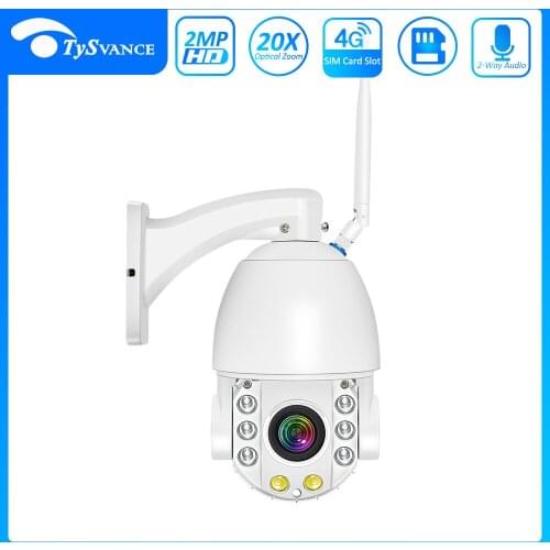 WIFI 2MP SIM Card 4G Wireless PTZ Dome IP Camera 1080P AI Human Auto Tracking Outdoor 30X Zoom Two Way Audio CCTV Security