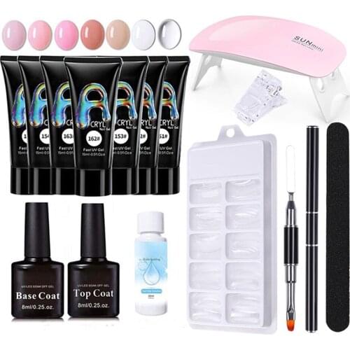 Nail Poly UV Set Nail Gel Kit Poly Nail Gel With UV LED Lamp Quick Building Clear Gel Nail Polish For Nail Extensions Beginners