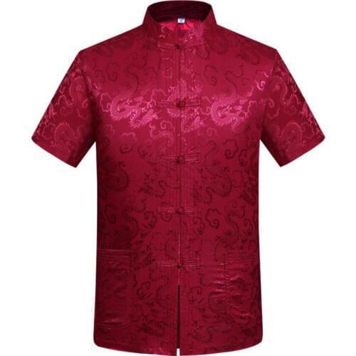 Summer middle-aged Chinese tunic suit man jacket men thin blazer Short sleeve coats mens Tang suit Chinese style stand collar