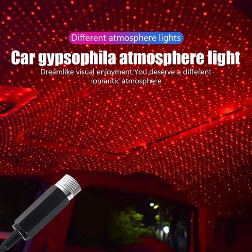 Mini LED Car Roof Star Light Laser Atmosphere Ambient Projector USB Decorative Lamp Multiple Car Interior Decor Light Red Blue