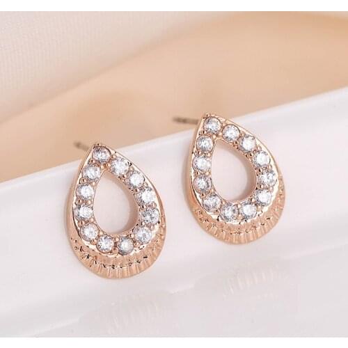 DE190 Fashion Elegant Trend 4A Zircon Copper Water Droplet Ear Stud GIRLS Gift Party Banquet WOMENS Jewelry Earrings 2021
