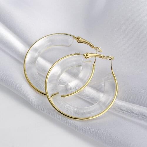 AENSOA Fashion Transparent Acrylic Resin Circle Hoop Earring Exaggerate Geometric 2021 Unusual Jewelry Trendy Earrings For Women