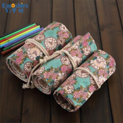 Fashion Canvas Storage Pencil Case 36/48/72 Holes Roll Student DIY Painting Pencil Bag cartucheras para lapices B197