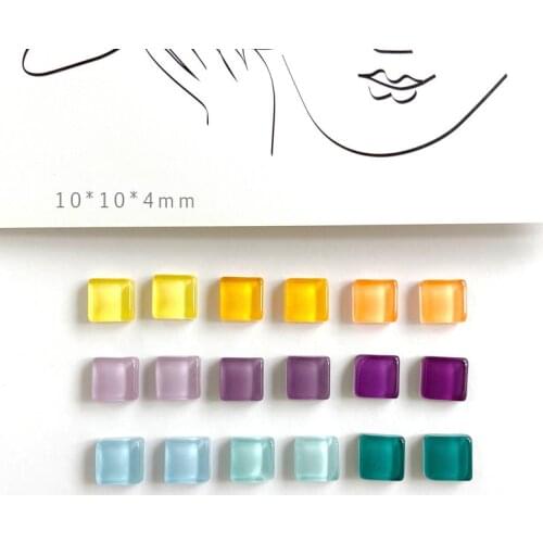 10pcs Mosaic Ice Ear Stud Patch Square Fresh Gradient Sugar Sugar Earrings Ear Clip Accessories DIY Mobile Phone Shell