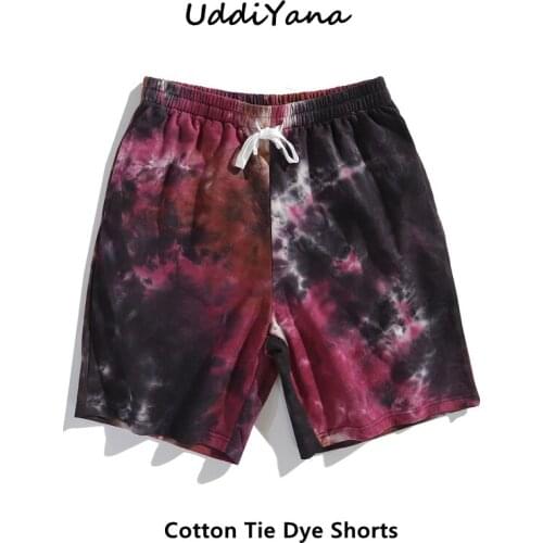 2021 Summer Oversized Mens Tie Dye Beach Shorts Vintage Womens Shorts Pants Swimwear Fashion Cotton Clothing Loose Short Homme
